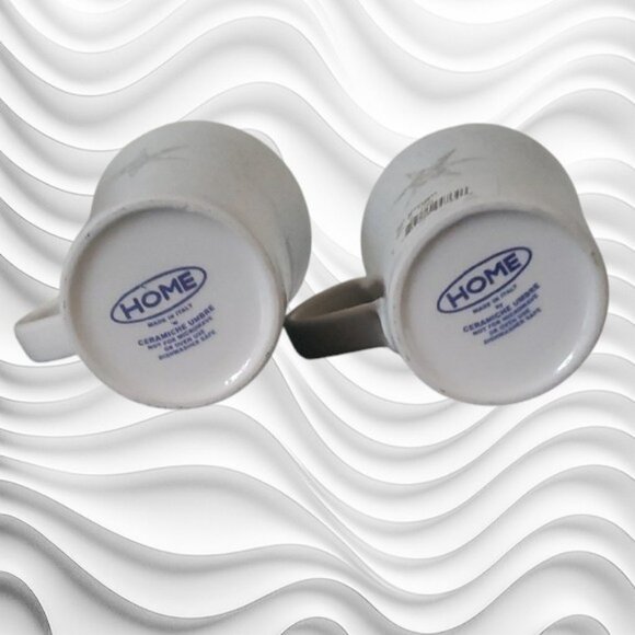 Italian Hand Crafted Ceramiche Umbre Winter Snowflake Frost Mugs  Set of 2  NWT - Picture 9 of 9